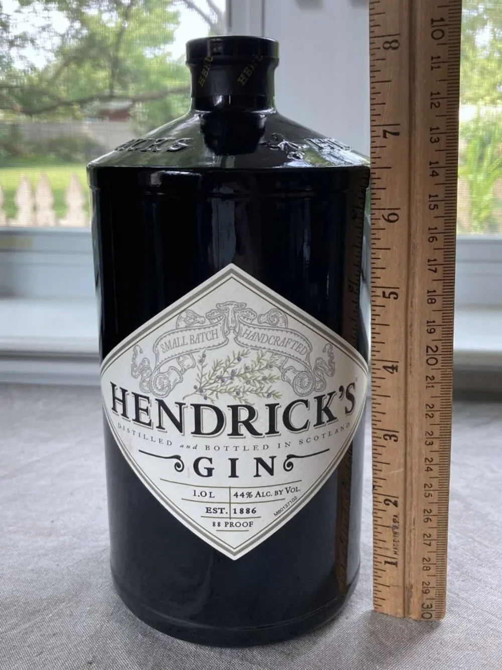 Empty Hendrick's Gin Bottle 1L Original, No Lid, Man Cave, Craft, Upcycle, DIY